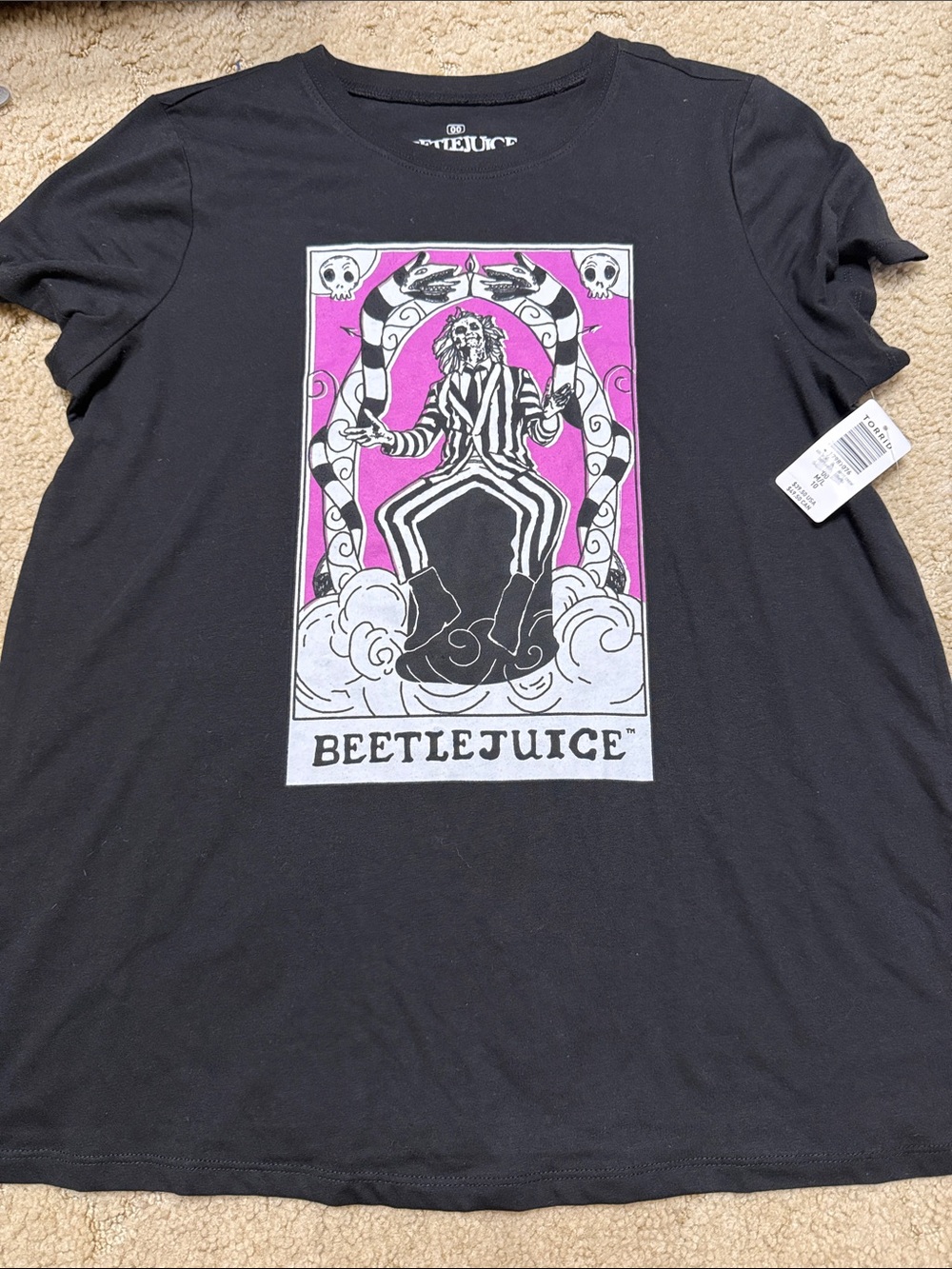 torrid Black Beetlejuice Graphic Tee with Pink Accent